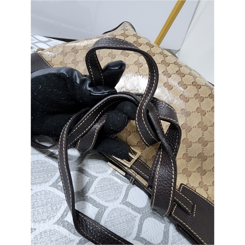 Gucci GG Canvas/Leather Belt Tote Bag Brown/Beige - Picture 11 of 15